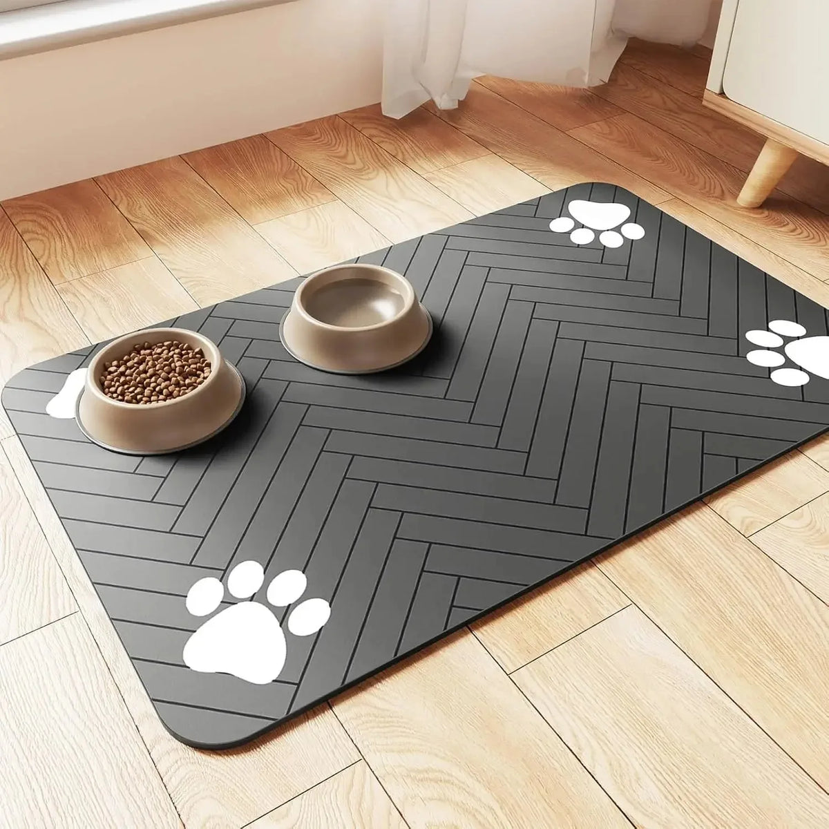 Tapete Absorvente para Alimentação de Pets — Antiderrapante, Impermeável e Fácil de Limpar