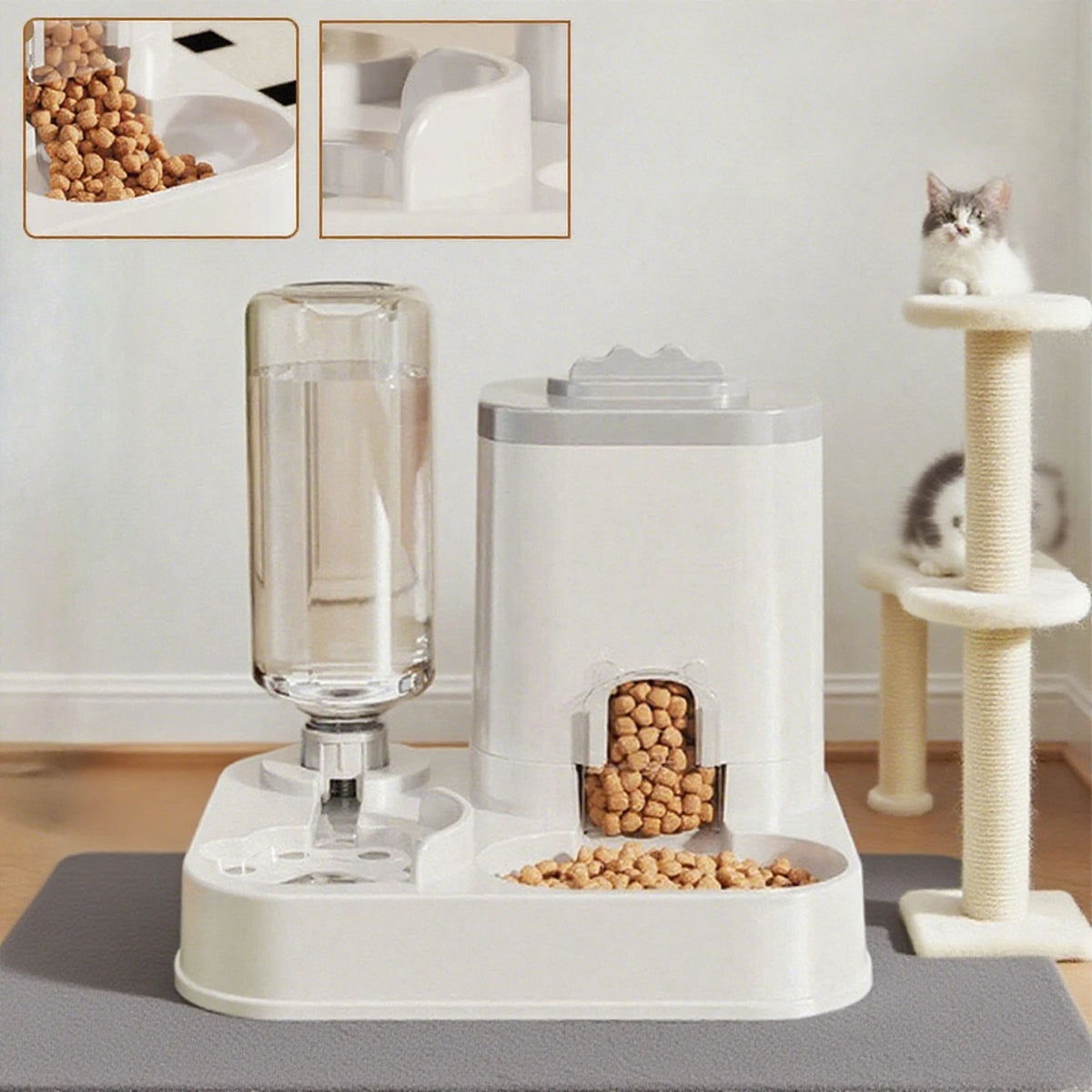Dispensador Automático 2 em 1 de Água e Ração para Cães e Gatos — Sem Energia Elétrica