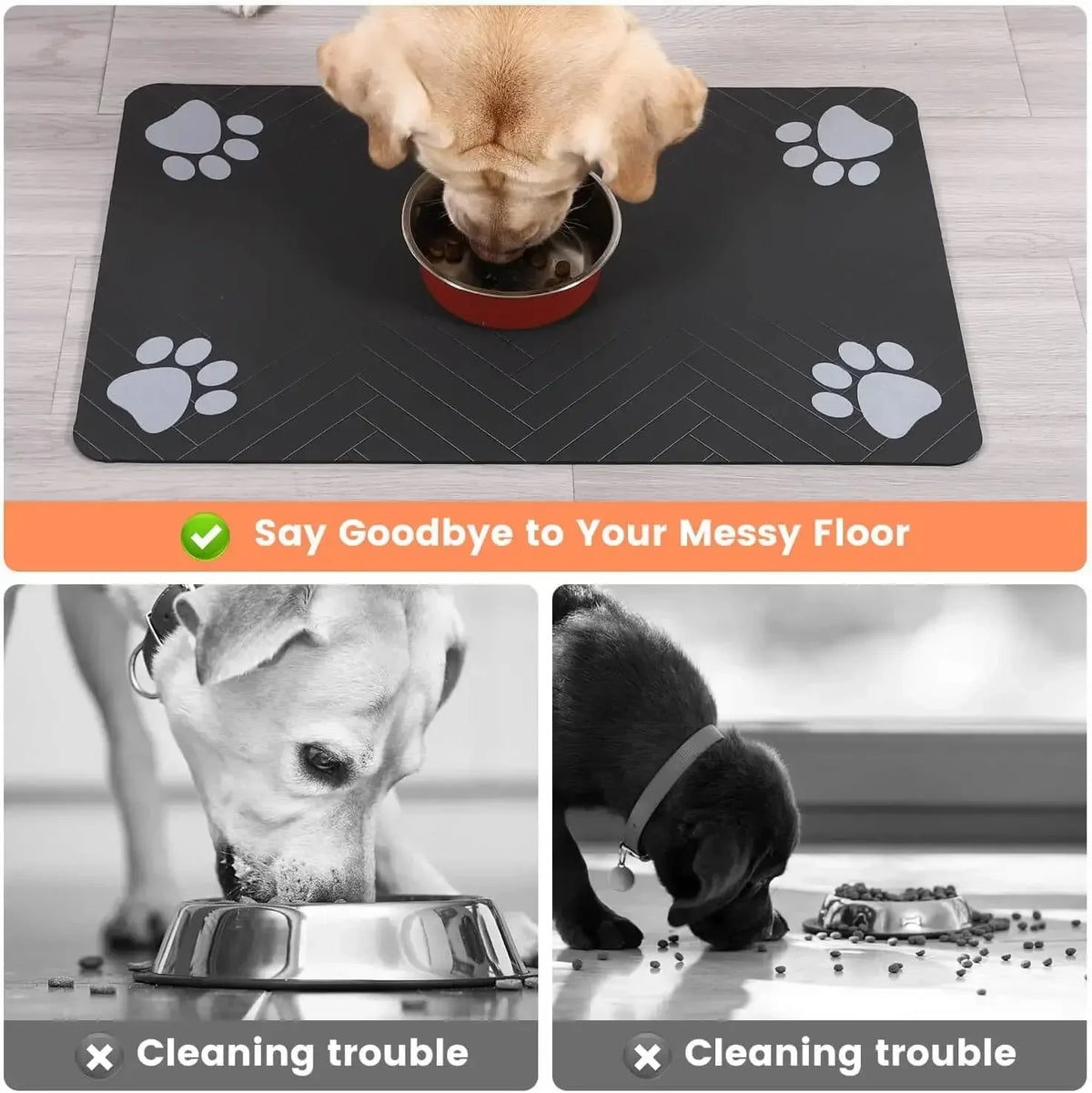 Tapete Absorvente para Alimentação de Pets — Antiderrapante, Impermeável e Fácil de Limpar